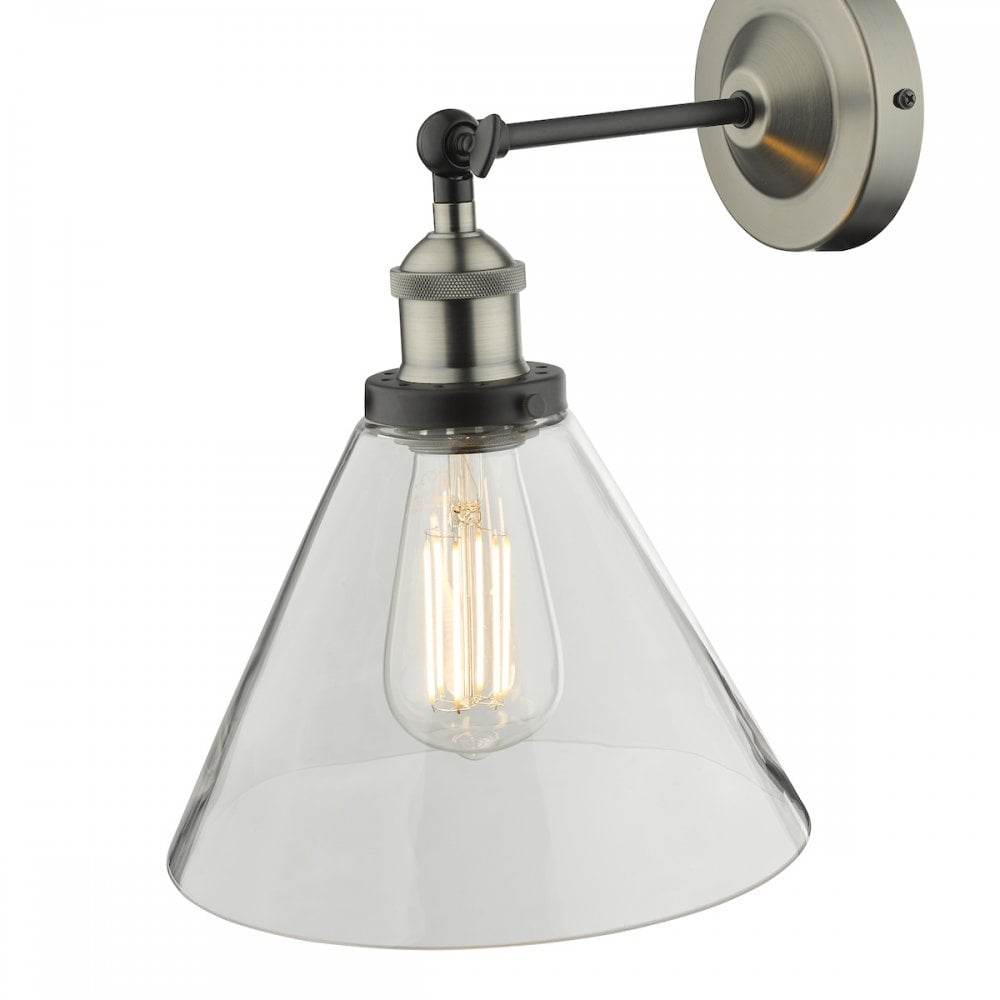 RAY0738 Ray Single Wall Light Antique Nickel Clear Glass