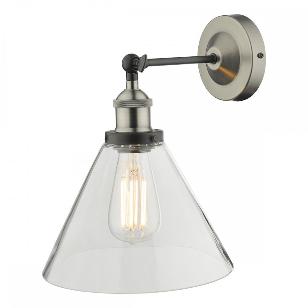 RAY0738 Ray Single Wall Light Antique Nickel Clear Glass
