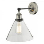 RAY0738 Ray Single Wall Light Antique Nickel Clear Glass