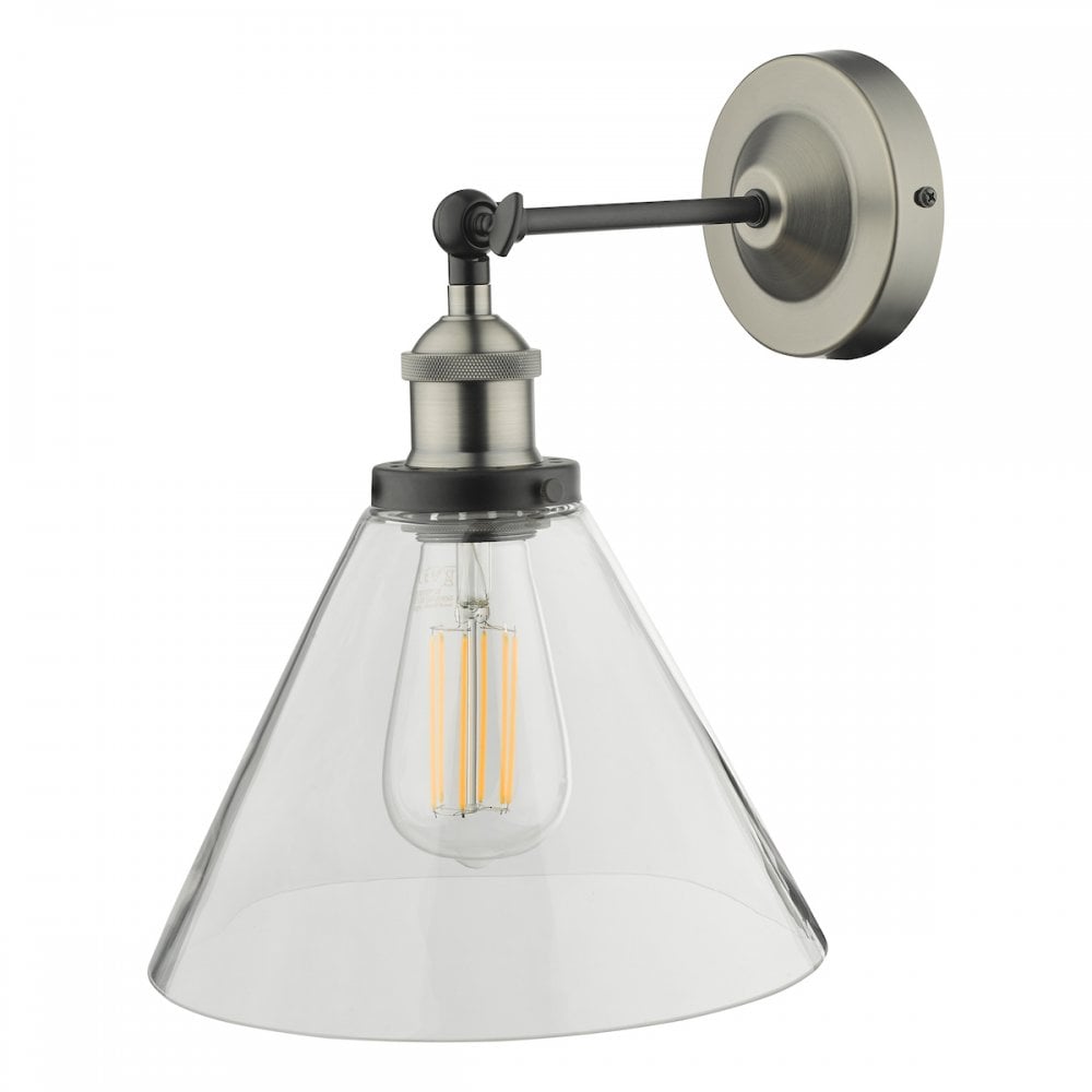 RAY0738 Ray Single Wall Light Antique Nickel Clear Glass