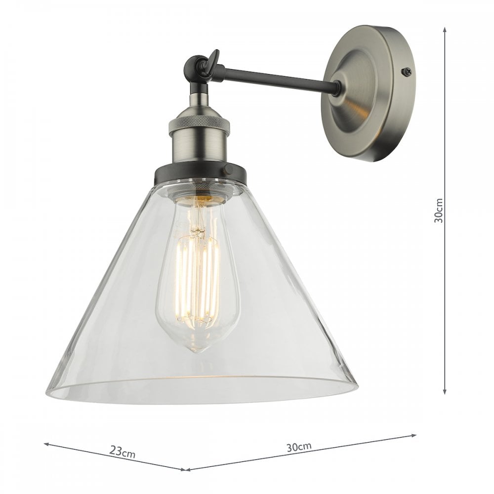RAY0738 Ray Single Wall Light Antique Nickel Clear Glass