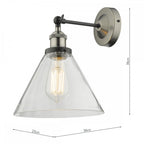 RAY0738 Ray Single Wall Light Antique Nickel Clear Glass