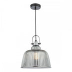 RHO8610 Rhode Single Large Pendant Polished Chrome Smoked Glass