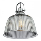 RHO8610 Rhode Single Large Pendant Polished Chrome Smoked Glass