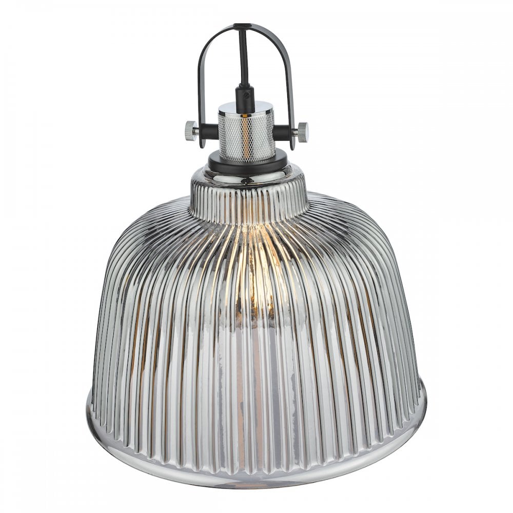 RHO8610 Rhode Single Large Pendant Polished Chrome Smoked Glass