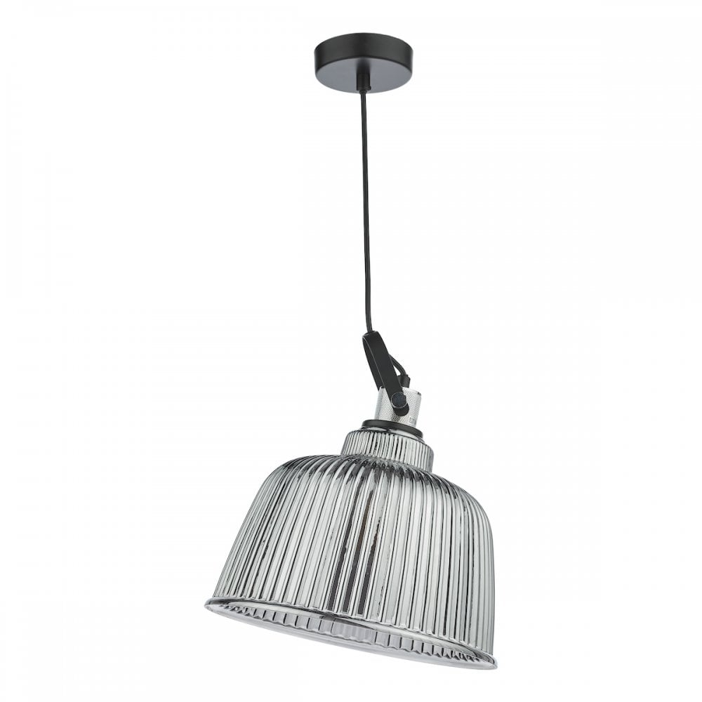 RHO8610 Rhode Single Large Pendant Polished Chrome Smoked Glass