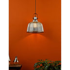 RHO8610 Rhode Single Large Pendant Polished Chrome Smoked Glass