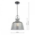 RHO8610 Rhode Single Large Pendant Polished Chrome Smoked Glass