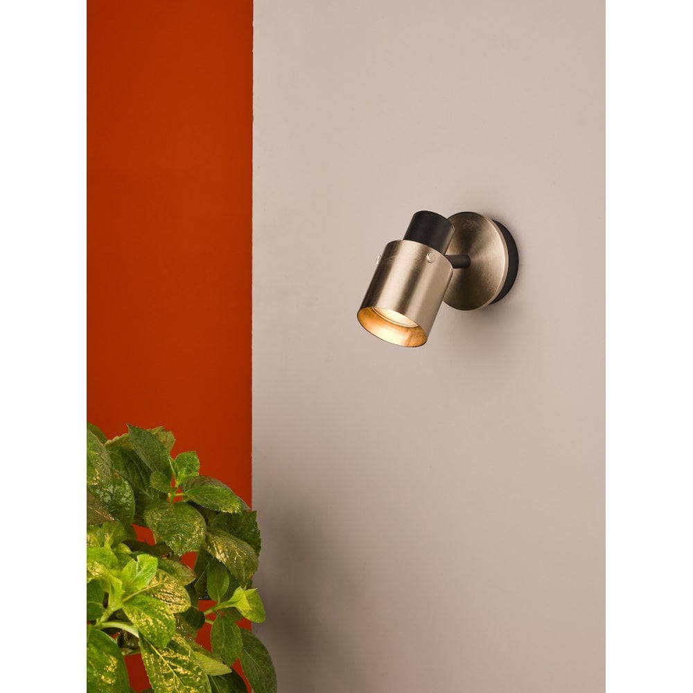 RYA0738 Ryan 1 Light Single Spotlight Brushed Nickel Matt Black
