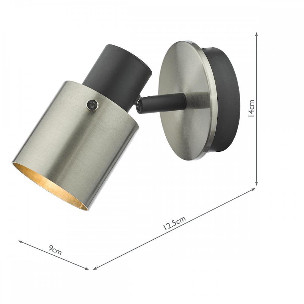 RYA0738 Ryan 1 Light Single Spotlight Brushed Nickel Matt Black