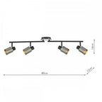 RYA8438 Ryan 4 Light Bar Spotlight Brushed Nickel Matt Black (S)
