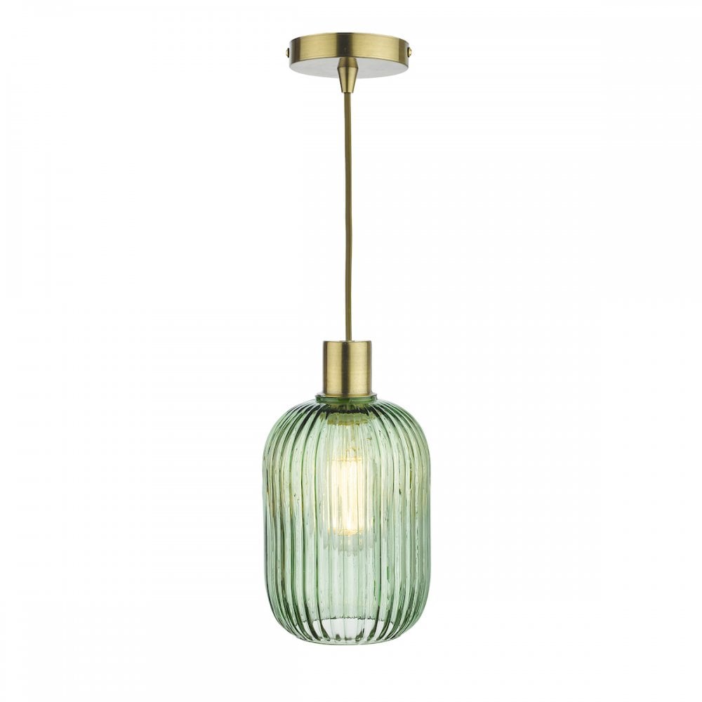 SAW6524 Sawyer Easy Fit Pendant Green Ribbed Glass (S)