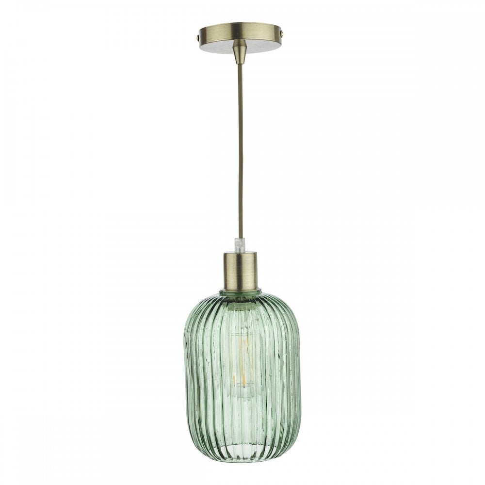 SAW6524 Sawyer Easy Fit Pendant Green Ribbed Glass (S)