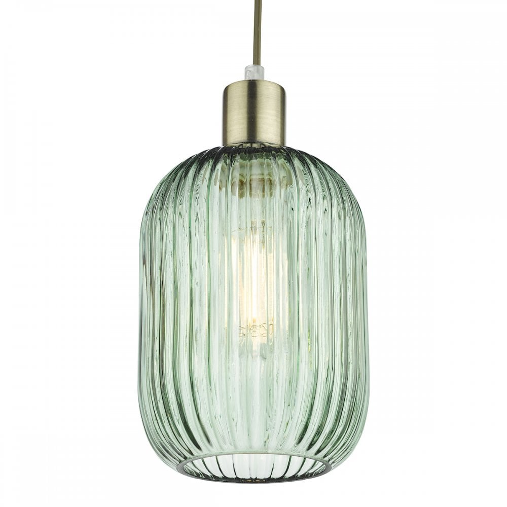 SAW6524 Sawyer Easy Fit Pendant Green Ribbed Glass (S)