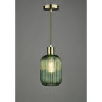 SAW6524 Sawyer Easy Fit Pendant Green Ribbed Glass
