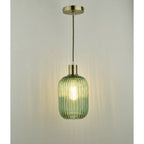 SAW6524 Sawyer Easy Fit Pendant Green Ribbed Glass (S)