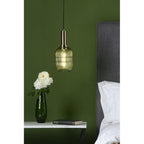 SAW6524 Sawyer Easy Fit Pendant Green Ribbed Glass (S)