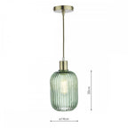 SAW6524 Sawyer Easy Fit Pendant Green Ribbed Glass (S)