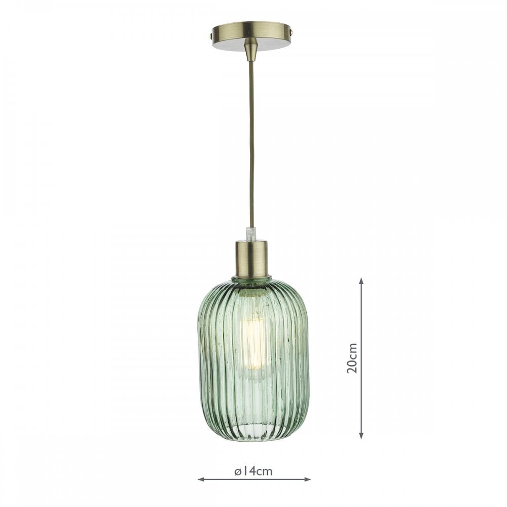 SAW6524 Sawyer Easy Fit Pendant Green Ribbed Glass (S)