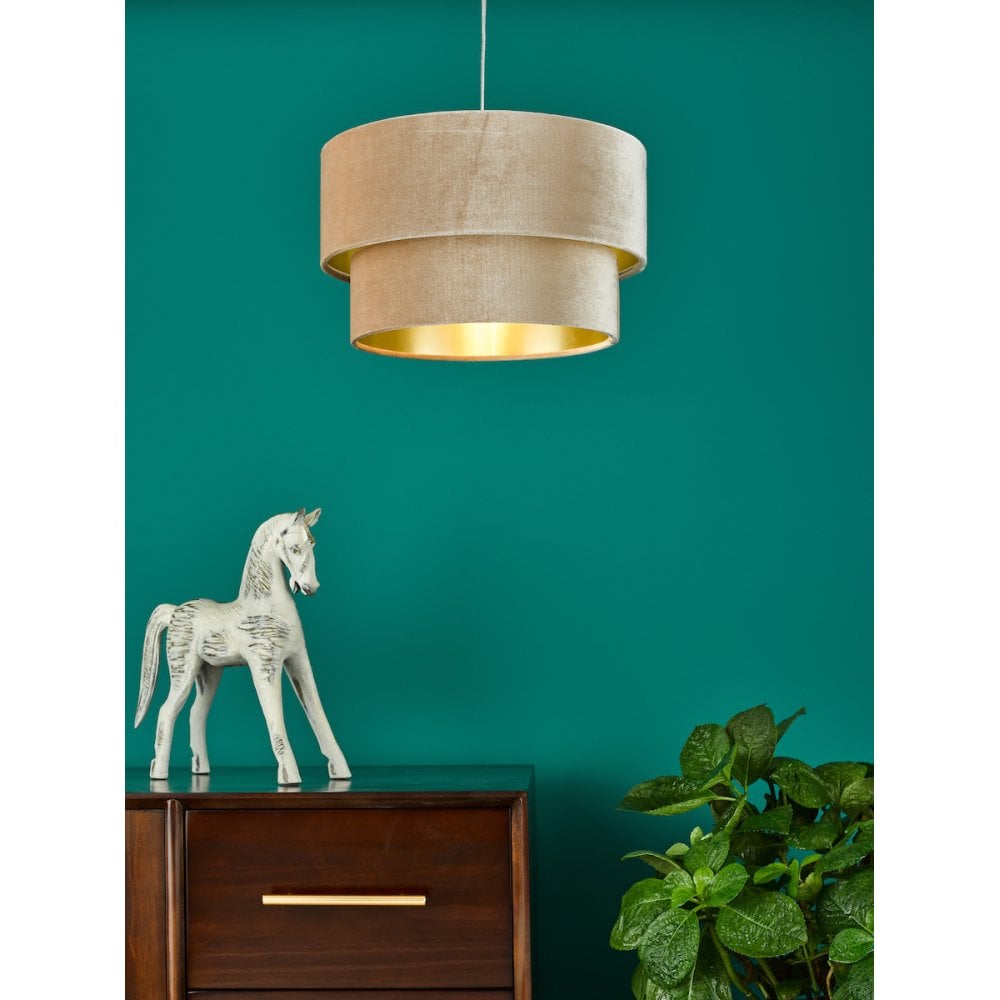 SUV8601 Suvan Easy Fit Tired Velvet Shade Taupe With Gold Lining