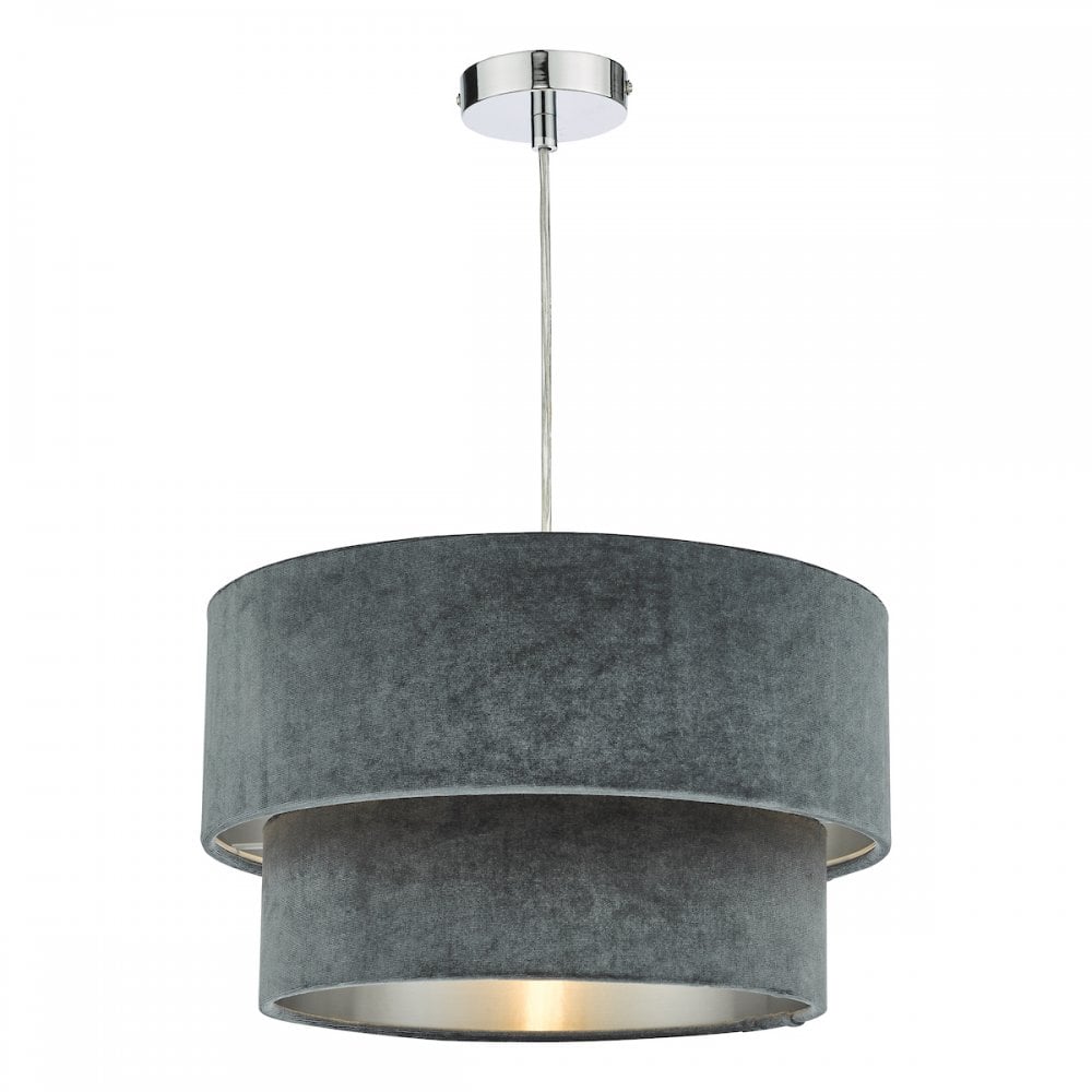 SUV8661 Suvan Easy Fit Tired Velvet Shade Dark Grey With Silver Lining