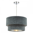 SUV8661 Suvan Easy Fit Tired Velvet Shade Dark Grey With Silver Lining