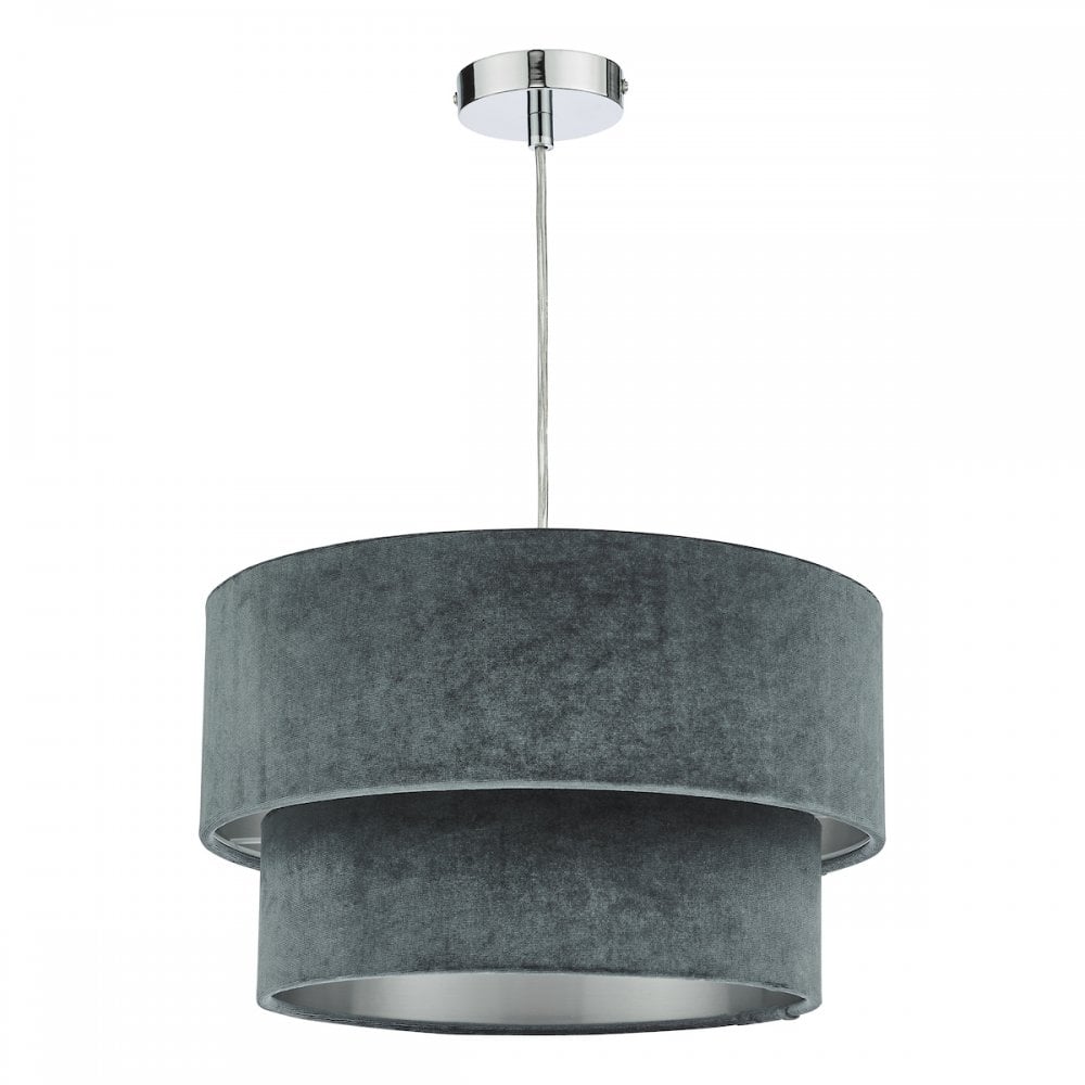 SUV8661 Suvan Easy Fit Tired Velvet Shade Dark Grey With Silver Lining