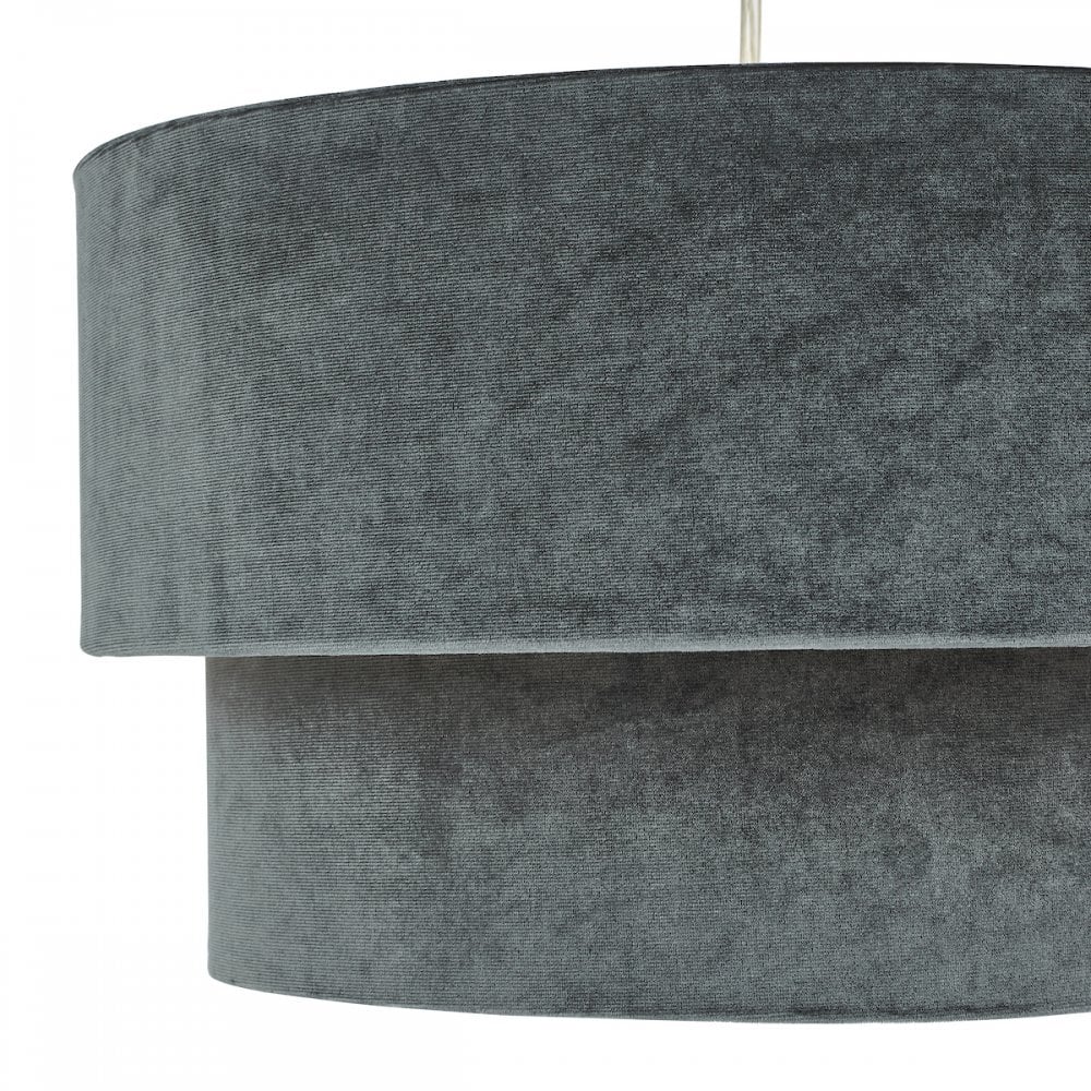 SUV8661 Suvan Easy Fit Tired Velvet Shade Dark Grey With Silver Lining