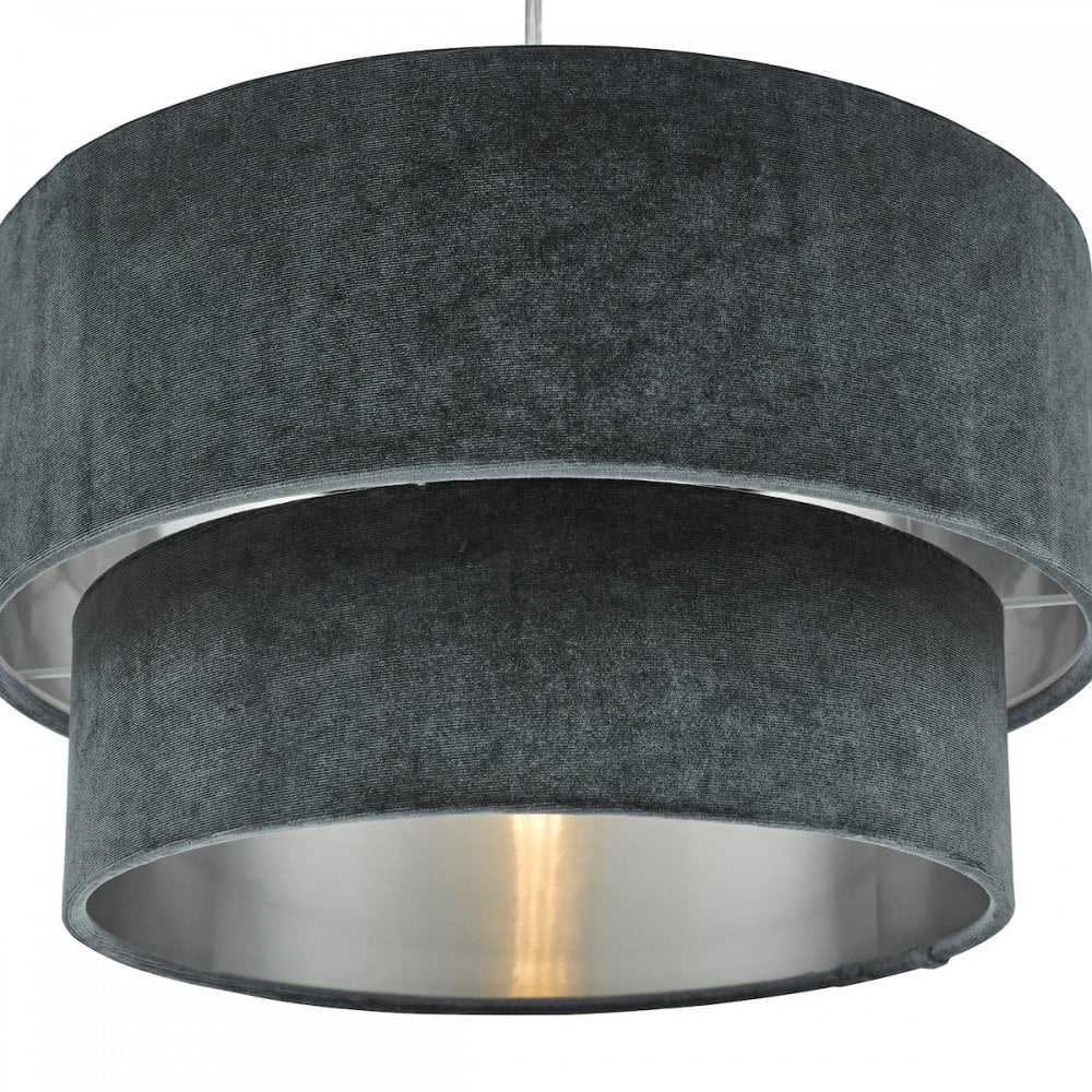 SUV8661 Suvan Easy Fit Tired Velvet Shade Dark Grey With Silver Lining