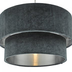 SUV8661 Suvan Easy Fit Tired Velvet Shade Dark Grey With Silver Lining