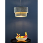 SUV8661 Suvan Easy Fit Tired Velvet Shade Dark Grey With Silver Lining