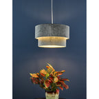 SUV8661 Suvan Easy Fit Tired Velvet Shade Dark Grey With Silver Lining