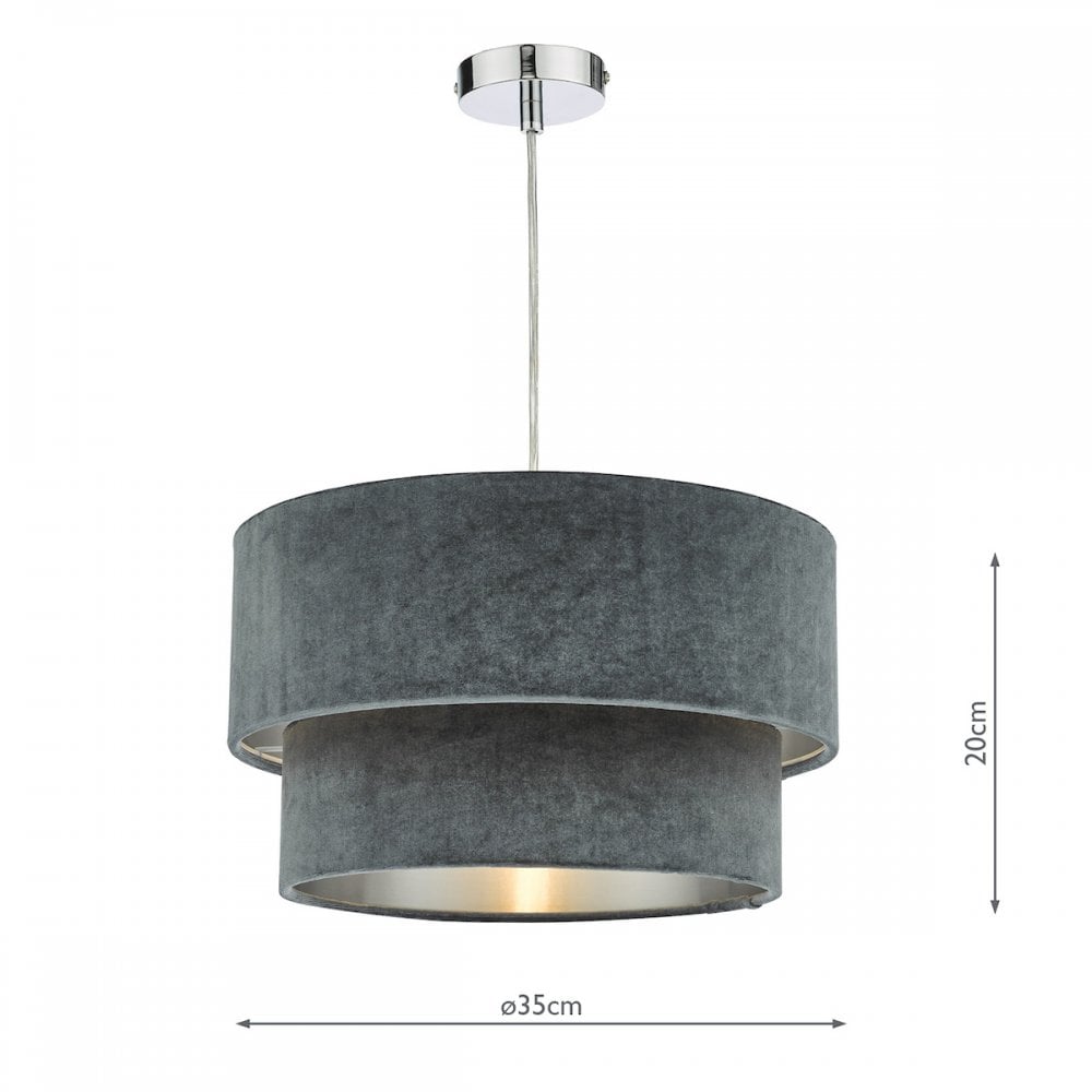 SUV8661 Suvan Easy Fit Tired Velvet Shade Dark Grey With Silver Lining