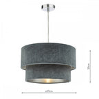 SUV8661 Suvan Easy Fit Tired Velvet Shade Dark Grey With Silver Lining