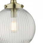 TAM0175 Tamara 1 Light Single Pendant Antique Brass Ribbed Glass