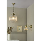 TAM0175 Tamara 1 Light Single Pendant Antique Brass Ribbed Glass
