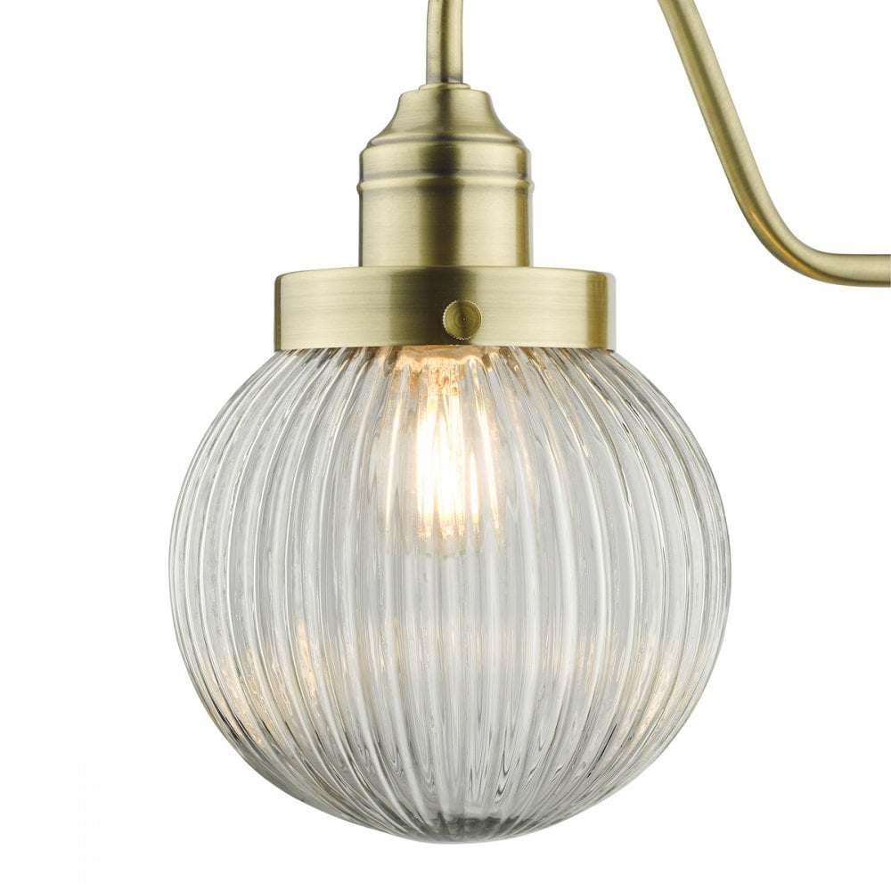 TAM0775 Tamara Single Wall Light Antique Brass Ribbed Glass
