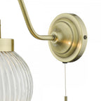 TAM0775 Tamara Single Wall Light Antique Brass Ribbed Glass