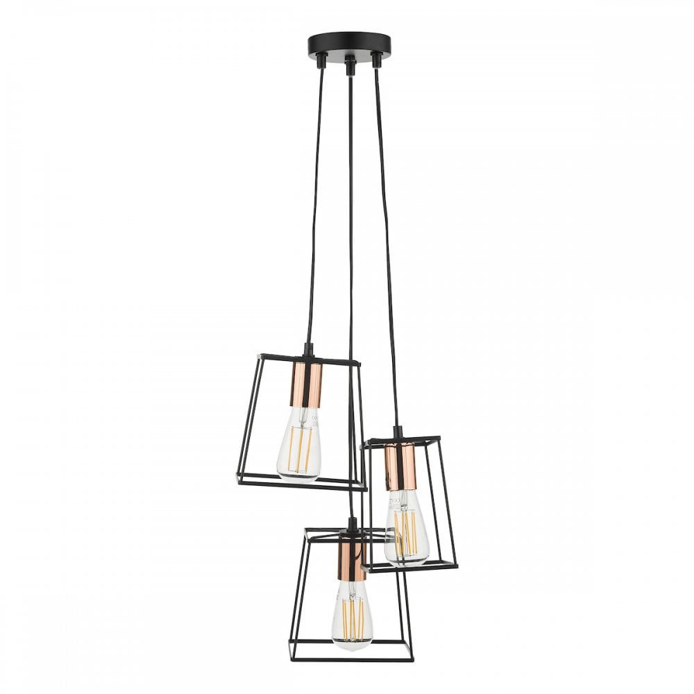 TOW0322 Tower 3 Light Cluster Pendant Black And Copper