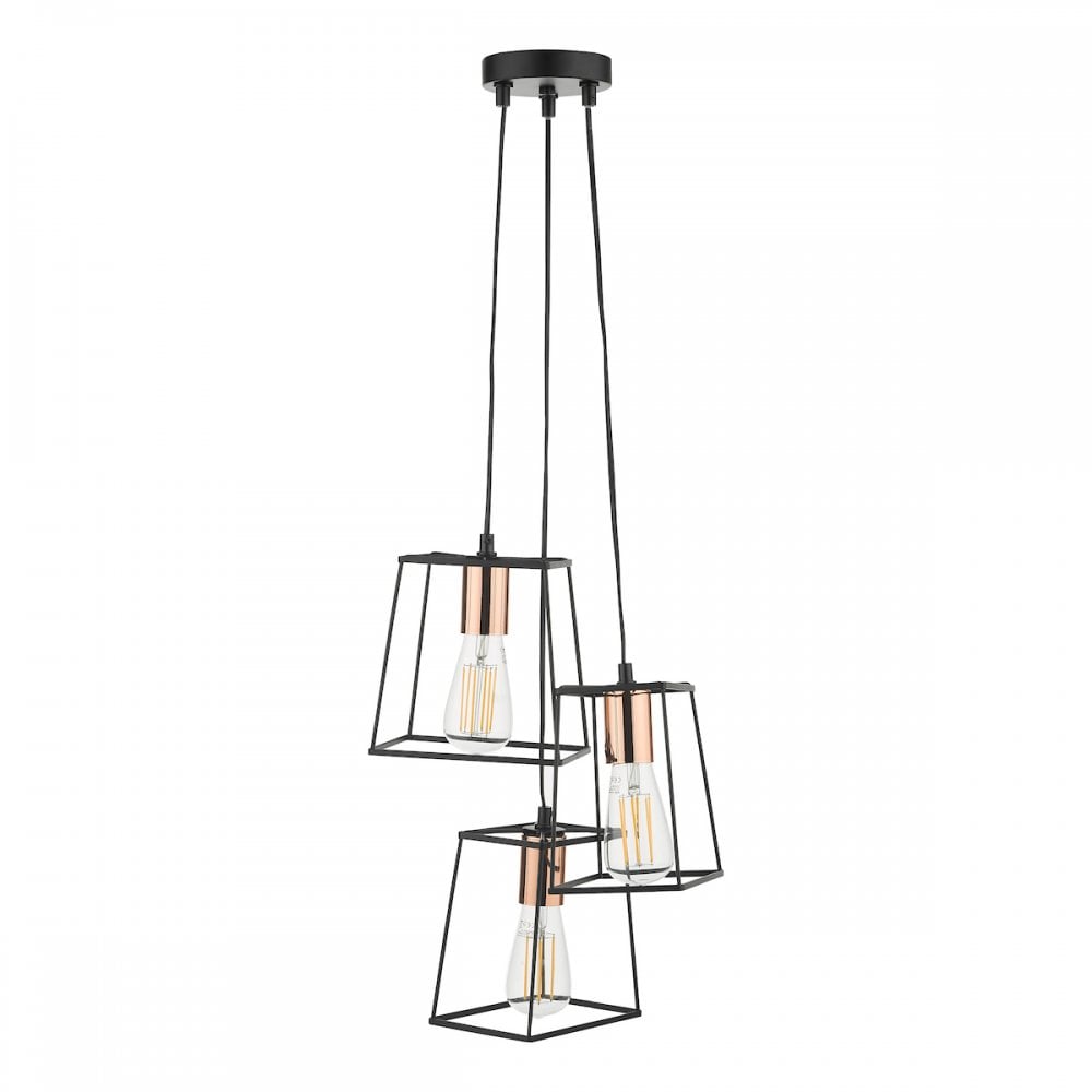 TOW0322 Tower 3 Light Cluster Pendant Black And Copper