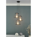 TOW0322 Tower 3 Light Cluster Pendant Black And Copper