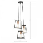 TOW0322 Tower 3 Light Cluster Pendant Black And Copper