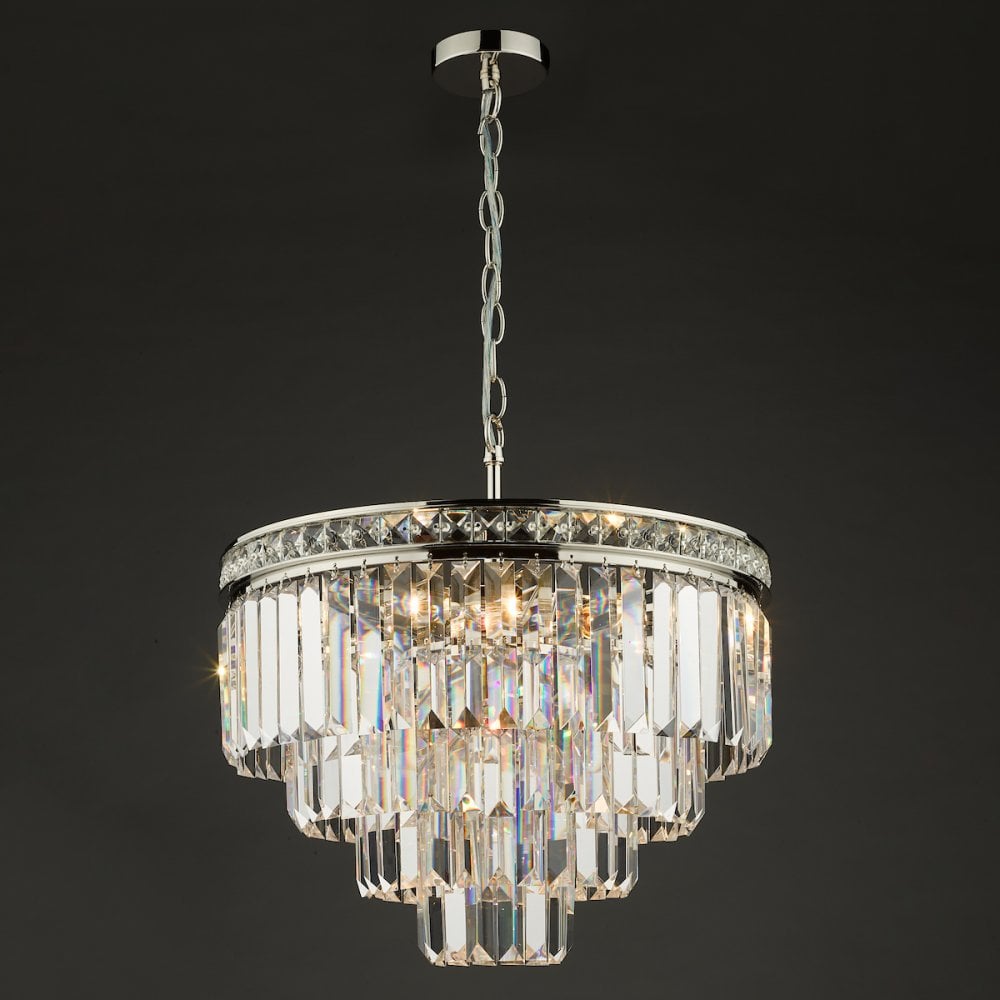 VYA0432 Vyana 4 Light Pendant Polished Nickel Crystal