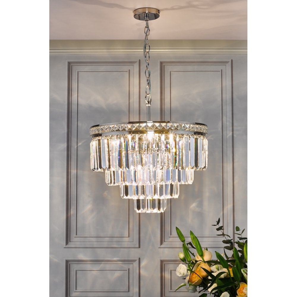 VYA0432 Vyana 4 Light Pendant Polished Nickel Crystal