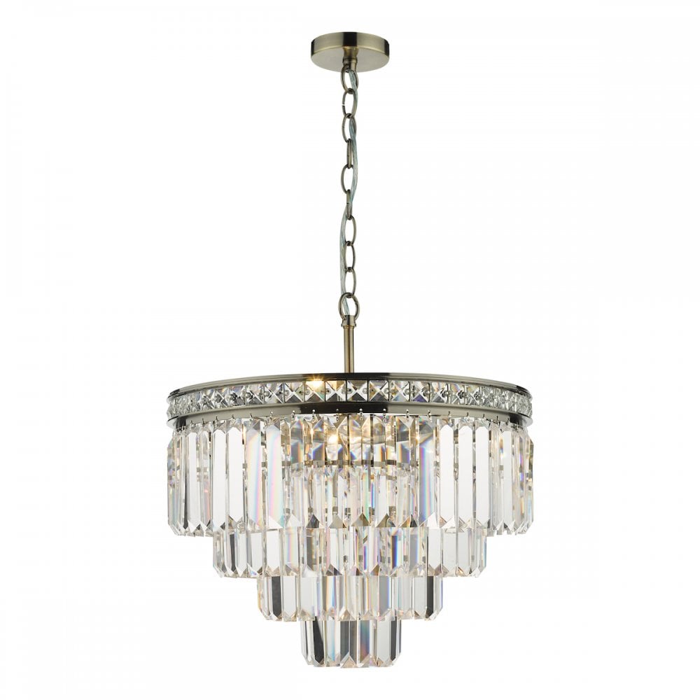 VYA0475 Vyana 4 Light Pendant Antique Brass Crystal
