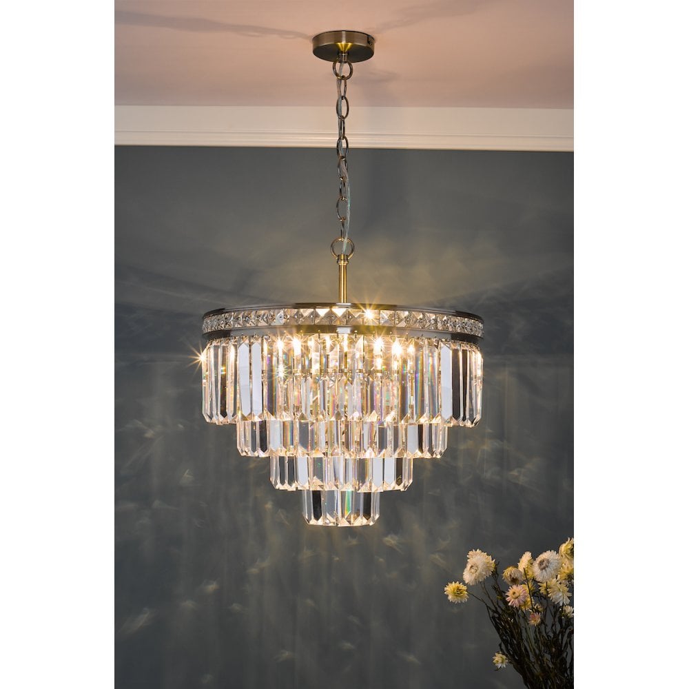 VYA0475 Vyana 4 Light Pendant Antique Brass Crystal