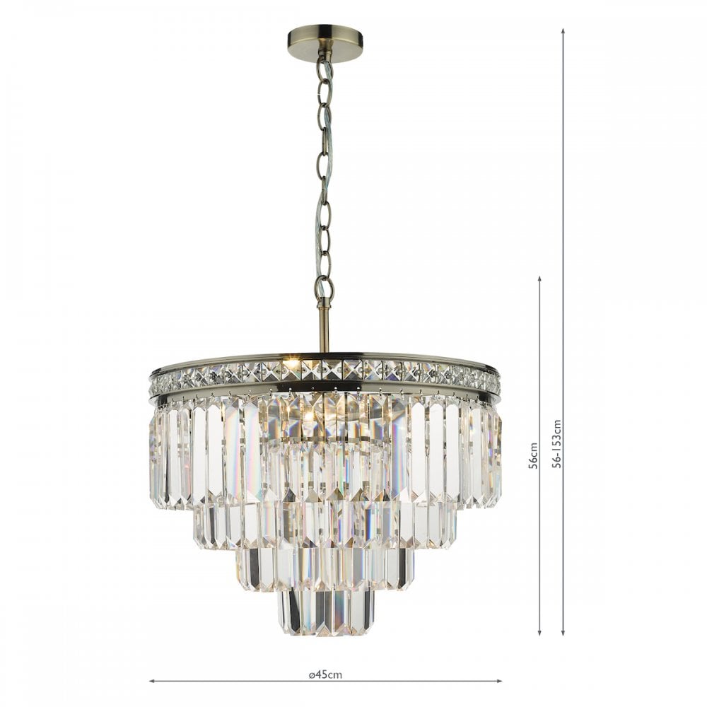 VYA0475 Vyana 4 Light Pendant Antique Brass Crystal