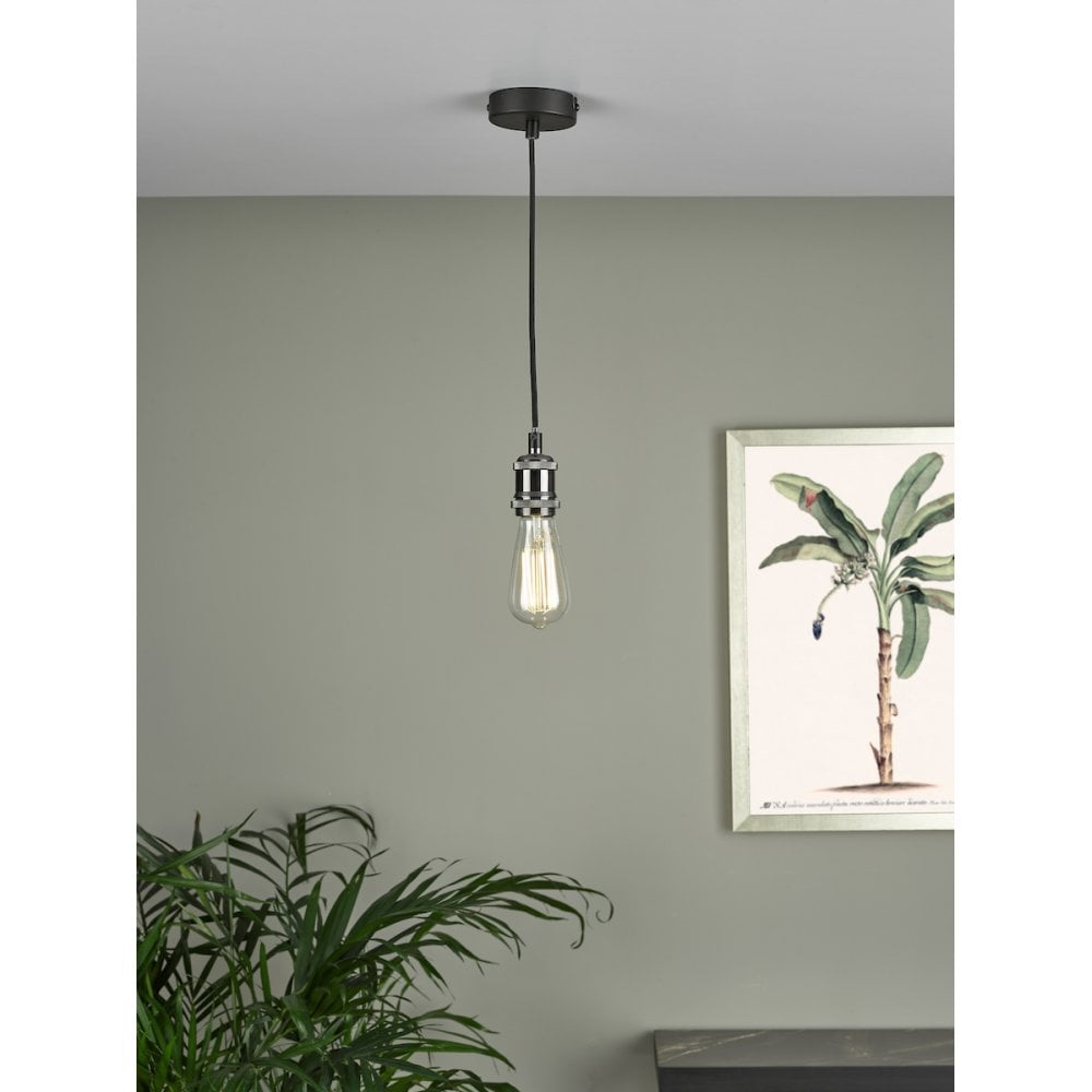 WAC0161 Waco 1 Light E27 Suspension Black Chrome Matt Black