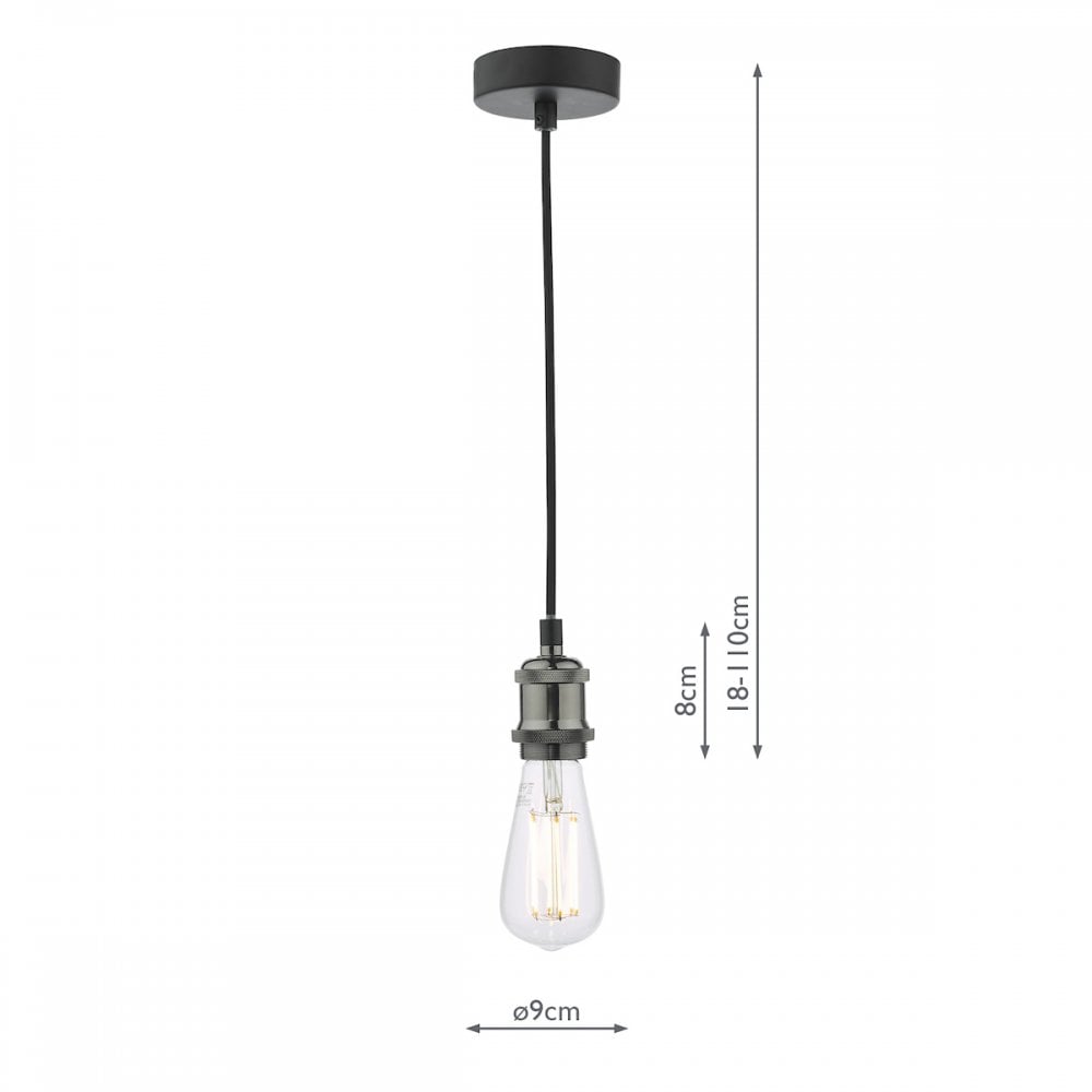 WAC0161 Waco 1 Light E27 Suspension Black Chrome Matt Black