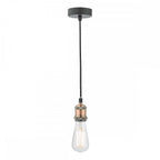 WAC0164 Waco 1 Light E27 Suspension Antique Copper Matt Black